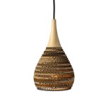 Cardboard and oak pendant lamp  - CONE XS WOOD